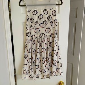 Sandro Floral Peace Aogn Dress Silk Sheer Mesh Illusion Neckline